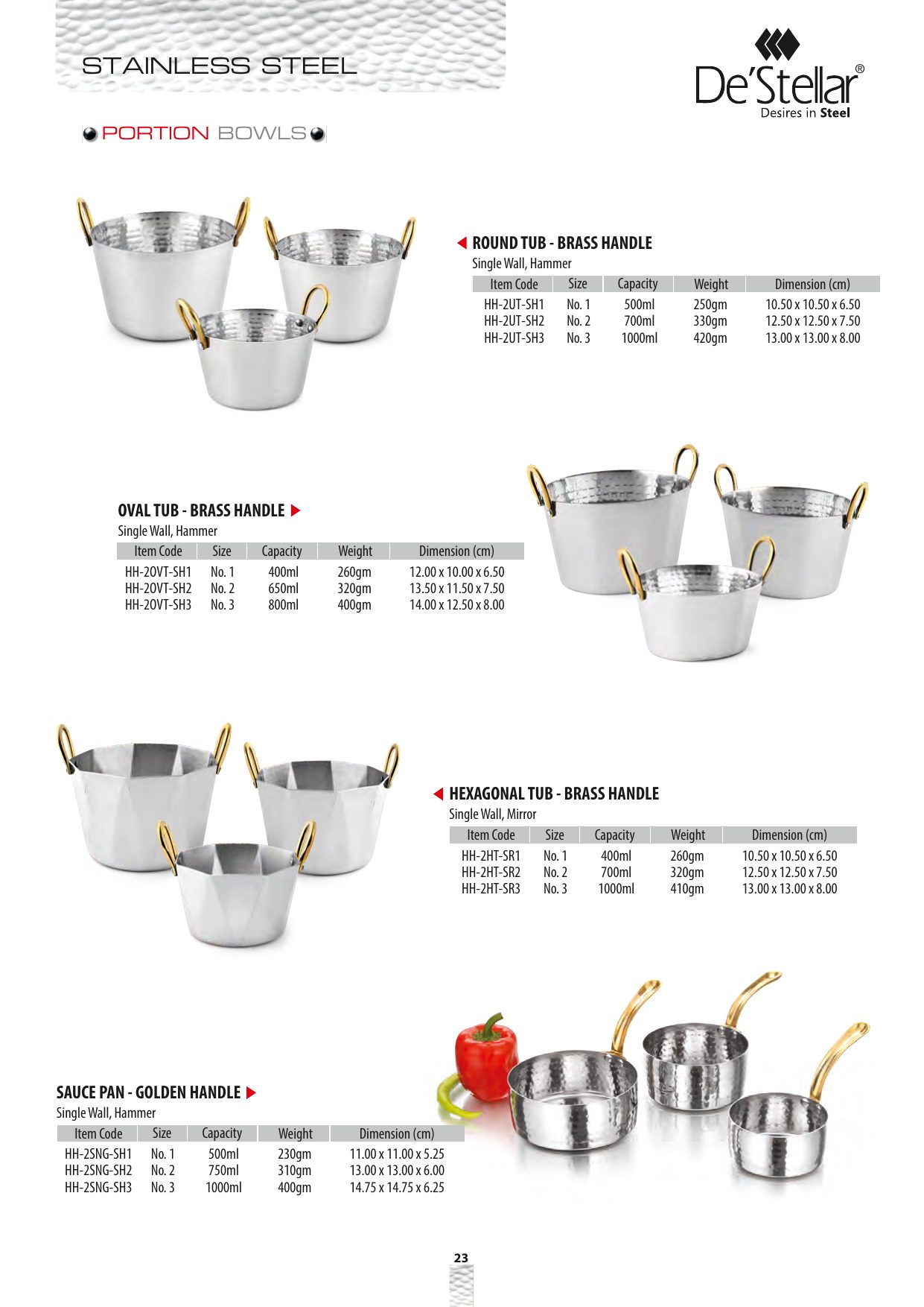 Hexagonal Tub - Brass Handle — catalogue page 1