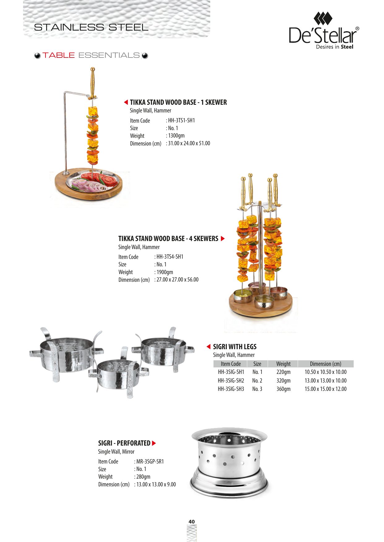 Tikka Stand Wood Base - 4 Skewers — catalogue page 1