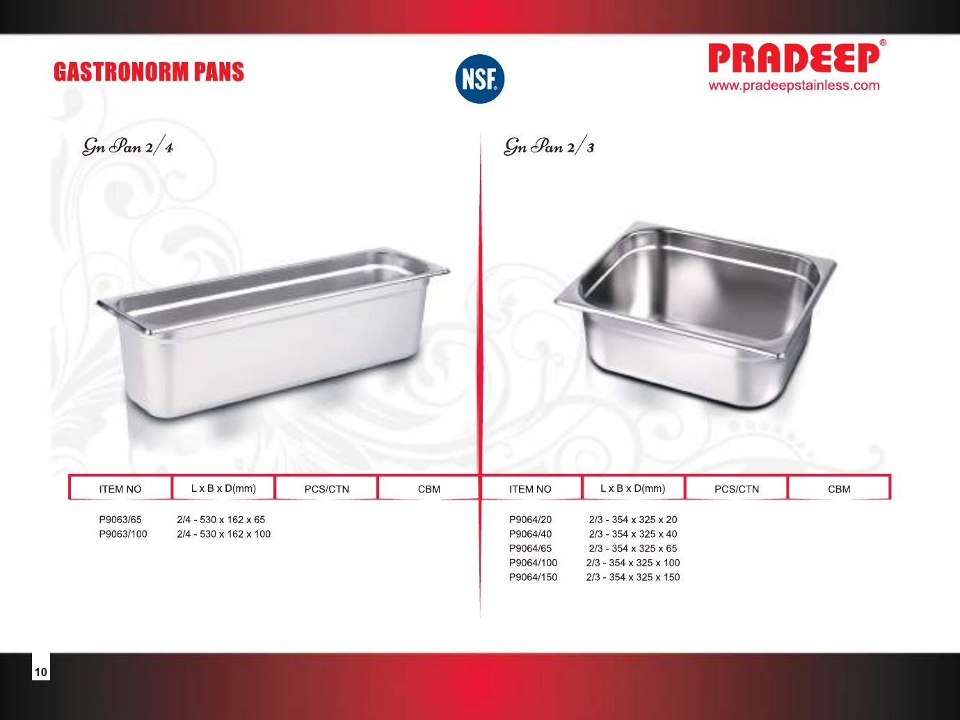 Gastronorm Pans 2/4 & 2/3 — catalogue page 1