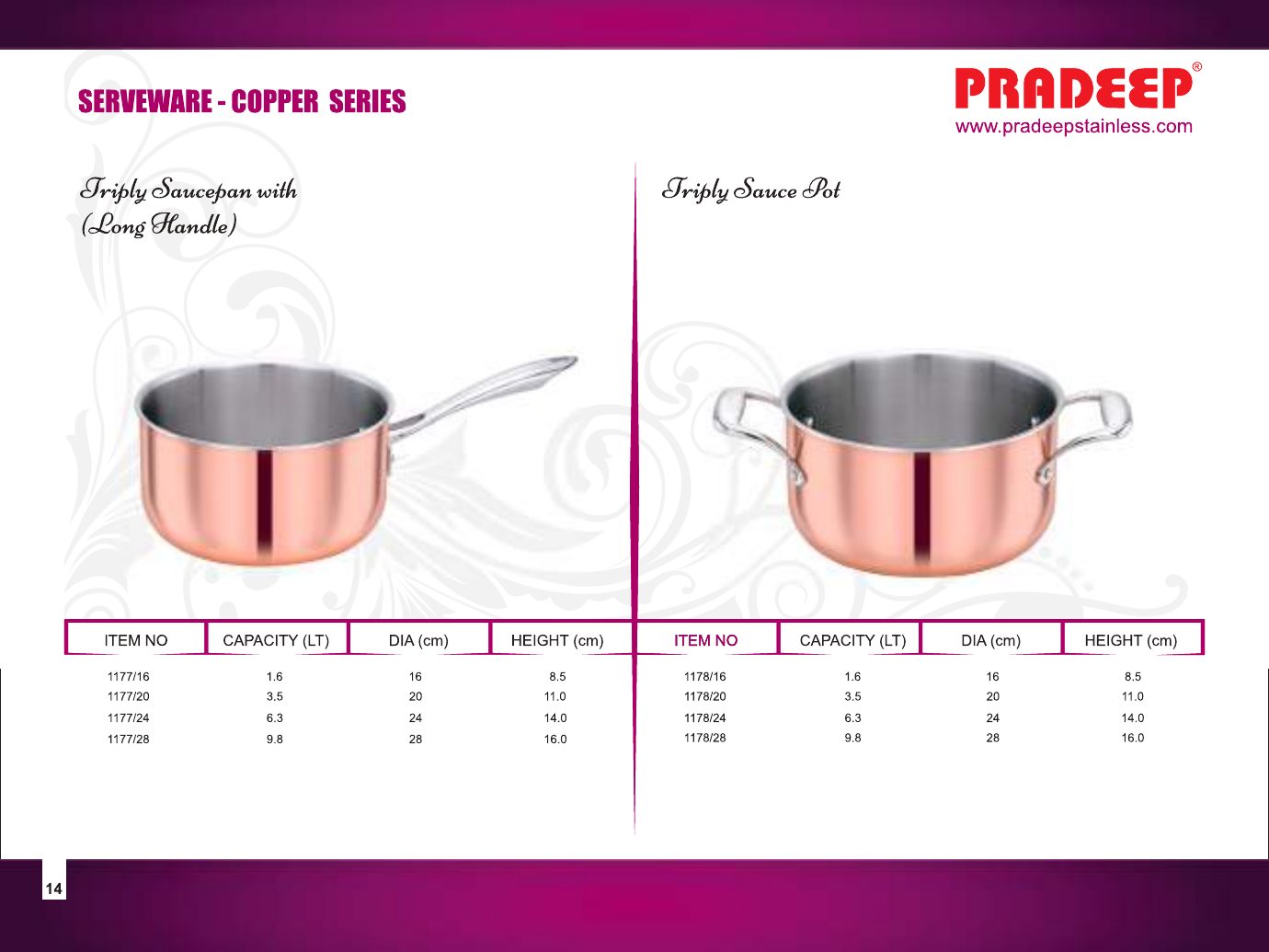 Copper Series – Triply Saucepan & Sauce Pot — catalogue page 1