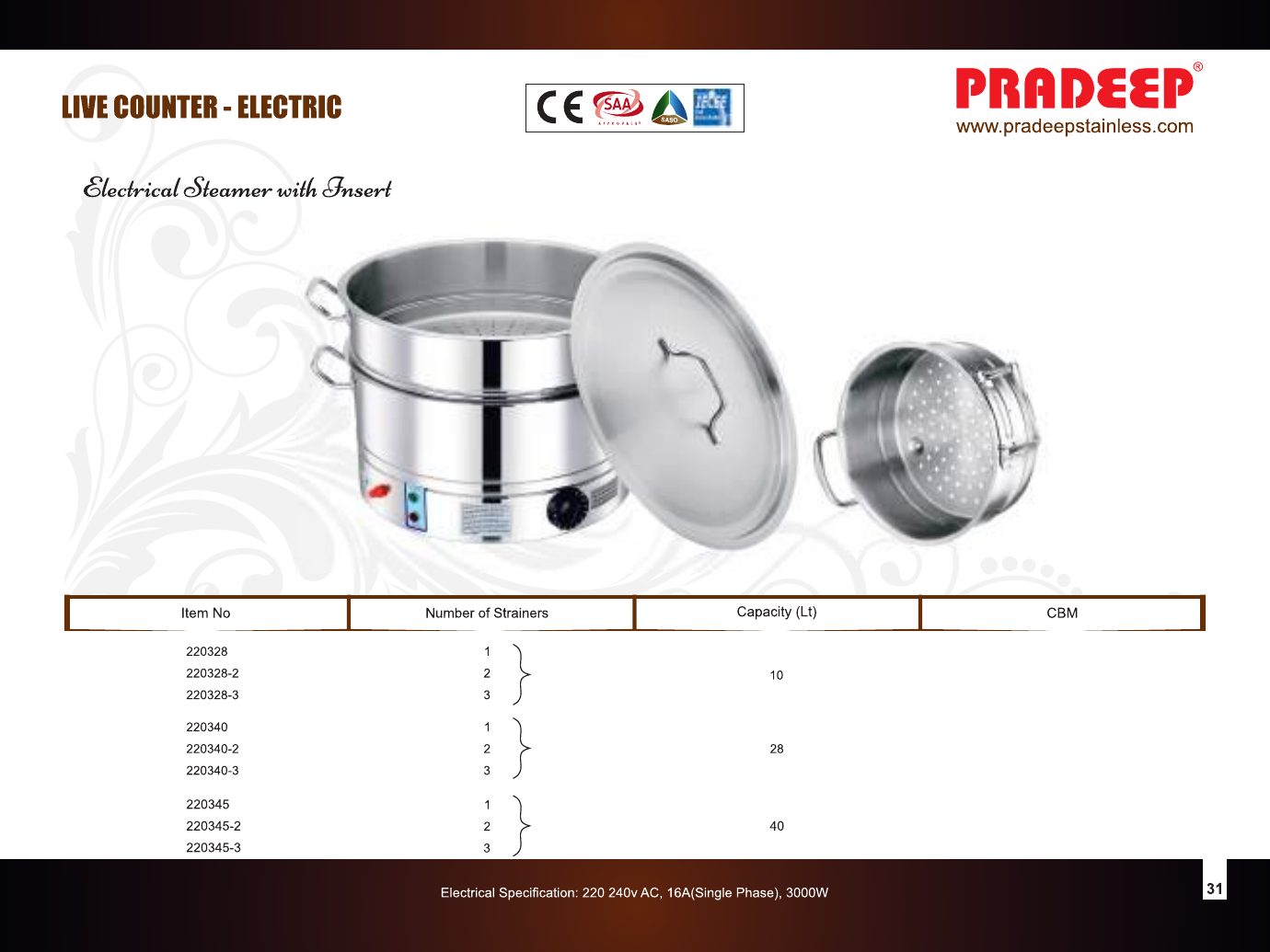 Live Counter – Electrical Steamer with Insert — catalogue page 1