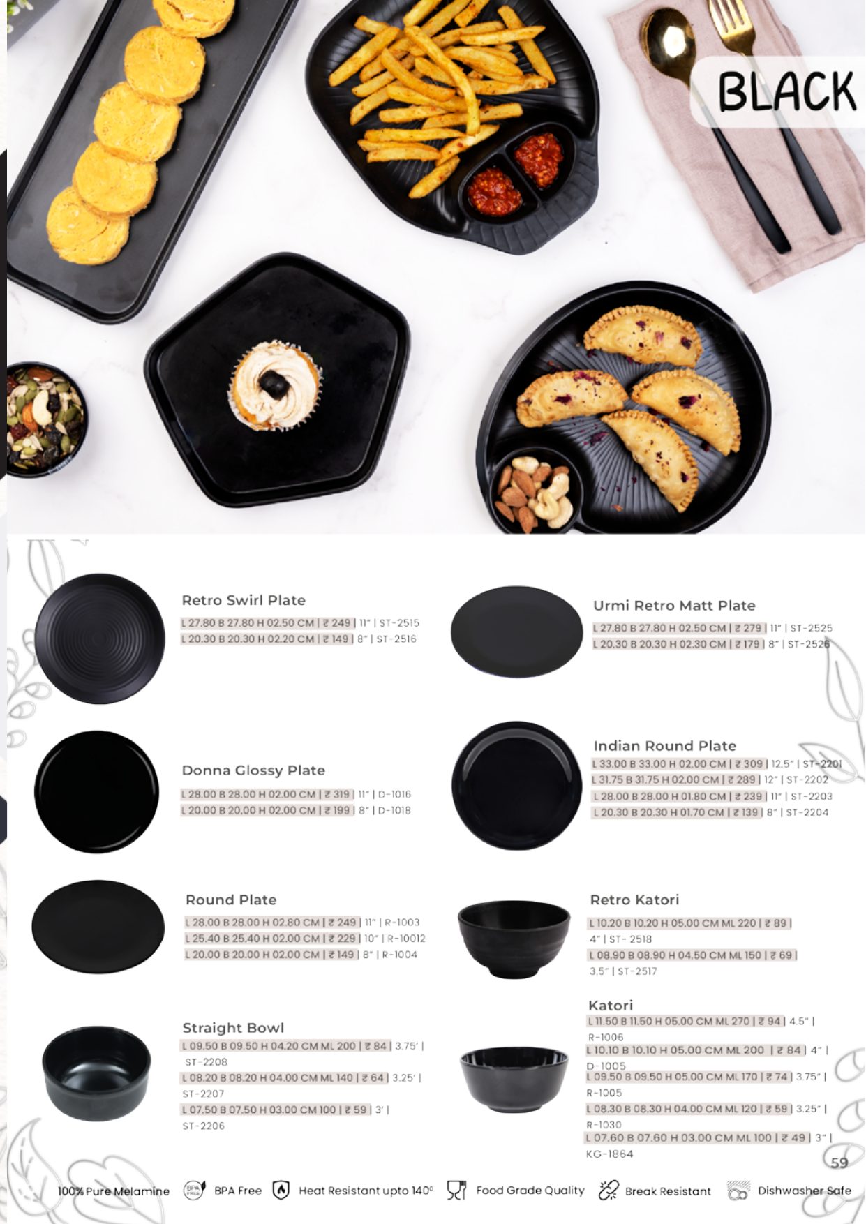 Economic Lite Series – Crockery (Black & White) — catalogue page 1